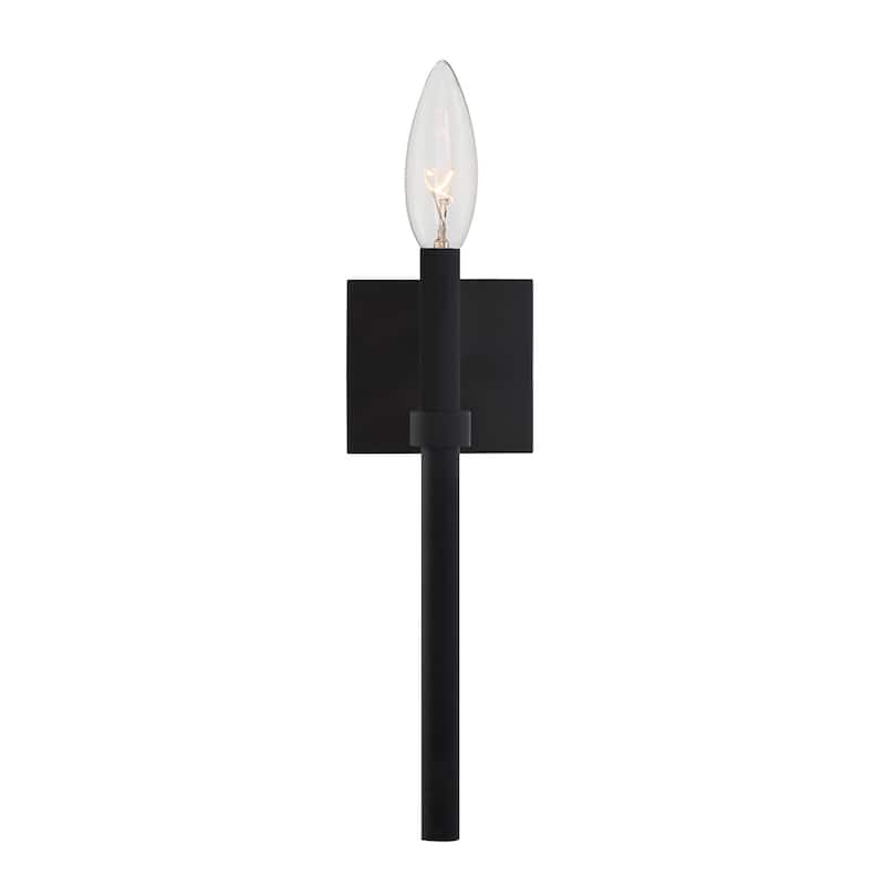 1 Light Black Wall Mount - 5.5W x 18.5H x 7.125D