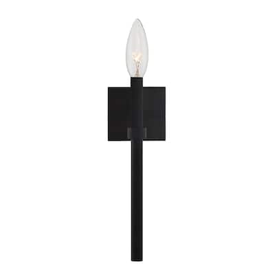 1 Light Black Wall Mount - 5.5W x 18.5H x 7.125D