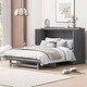 preview thumbnail 1 of 18, Queen Murphy Platform Bed Storage Cabinet with Storage Drawer and Charging Station, Wooden Foldable Murphy Chest Bed, Gray Gray - Queen