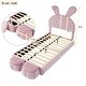 preview thumbnail 5 of 10, Twin Size Cartoon Velvet Upholstered Platform Bed for Girl, Pink