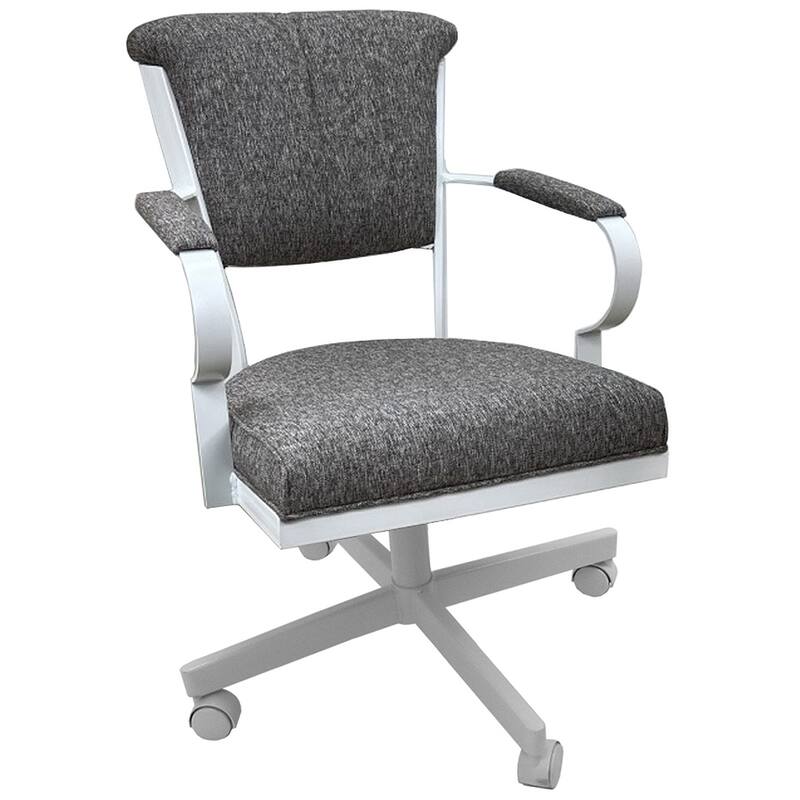 Miami Swivel Metal Caster Chair on Reading Base - 18" High Seat - Majave Grey - White