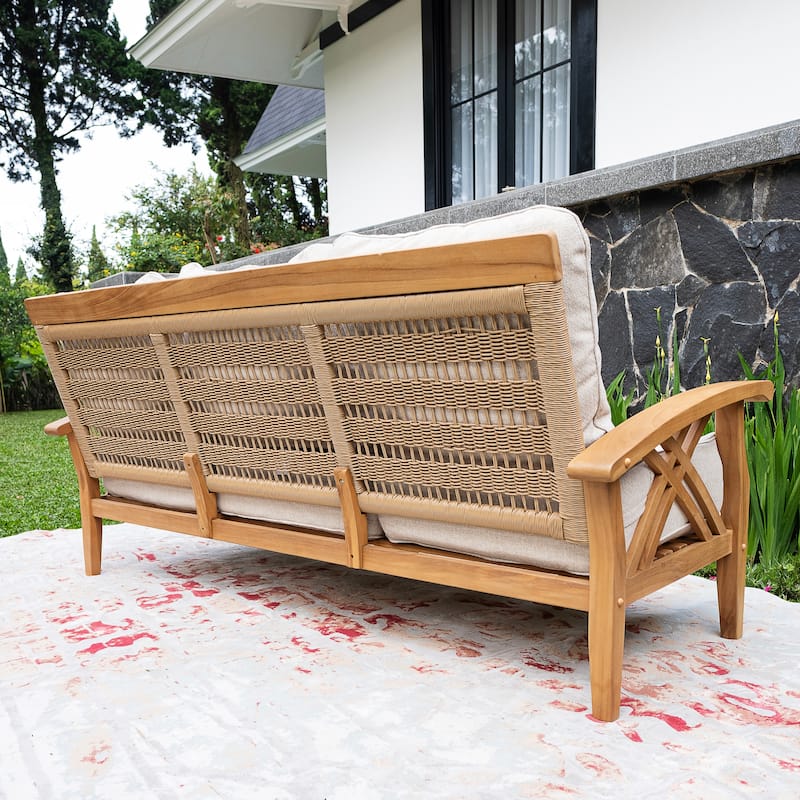 Cambridge Casual Carmel Teak Outdoor Sofa with Cushion