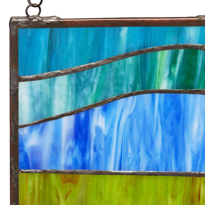 Geometric Waves River of Goods Stained Glass Window Panel - 6.25" x 0.25" x 36"