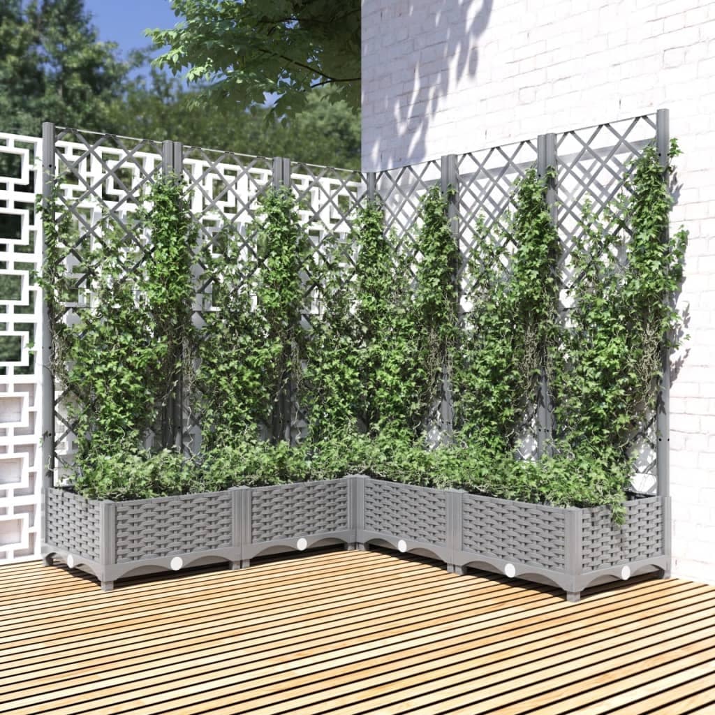 vidaXL Garden Planter Light grey Polypropylene Large Planters - 47.2 x 47.2 x 47.8 in