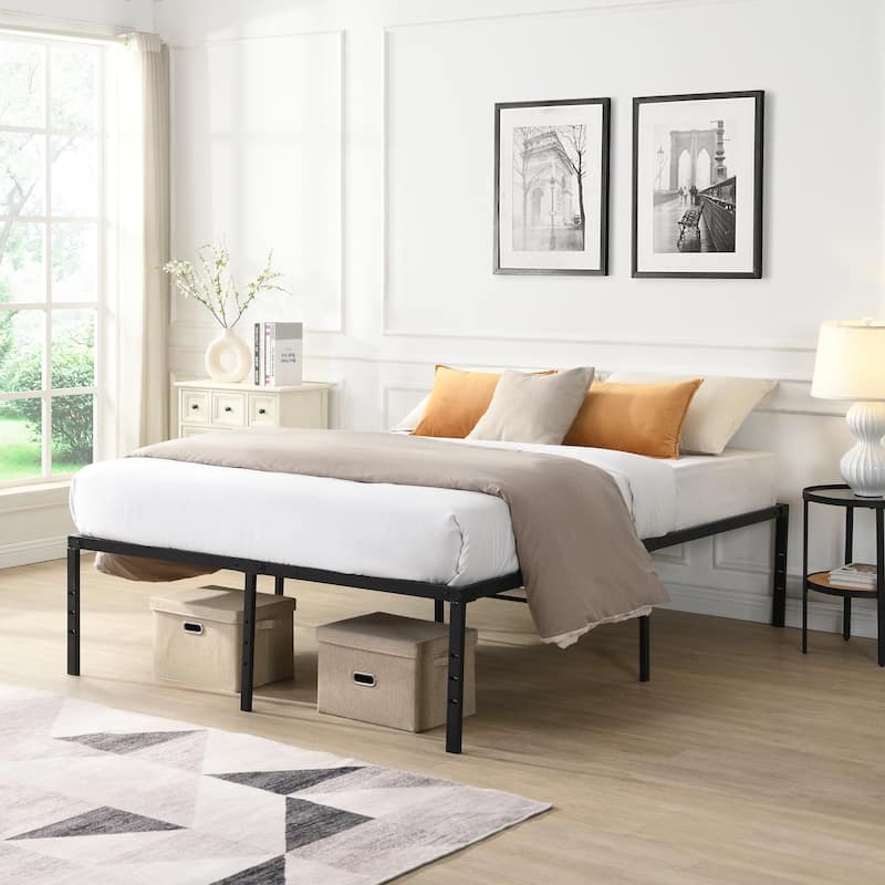 Heavy Duty Metal King Size Bed Frame, Quick Assembly, Noise-Free, Black
