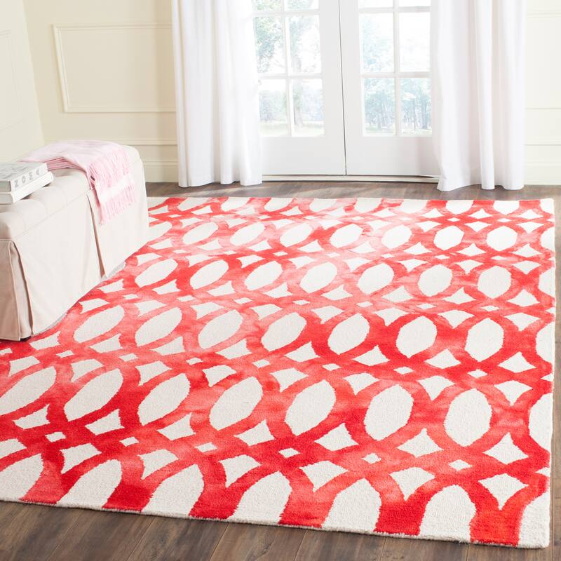 SAFAVIEH Handmade Eligija Wool Geometric Dip Dye Area Rug - 8' x 10' - Ivory/Red