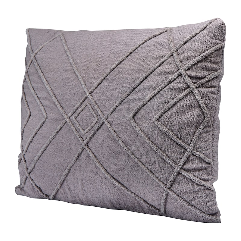 Embroidered Cotton Geometric Lumbar Pillow
