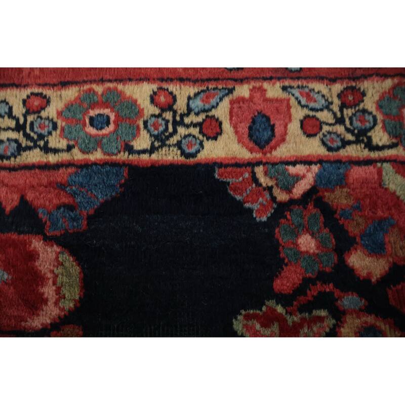 Hand Knotted Oriental 100% Wool Carpet Traditional Floral Navy Blue & Blues Sultanabad Area Rug - 12' 6'' X 9' 3''