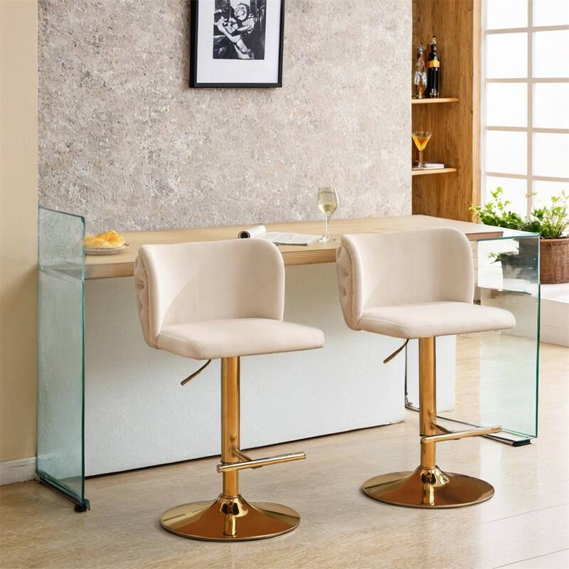 Swivel Barstools Adjusatble Seat Height,Upholstered Bar Stools 2PCS