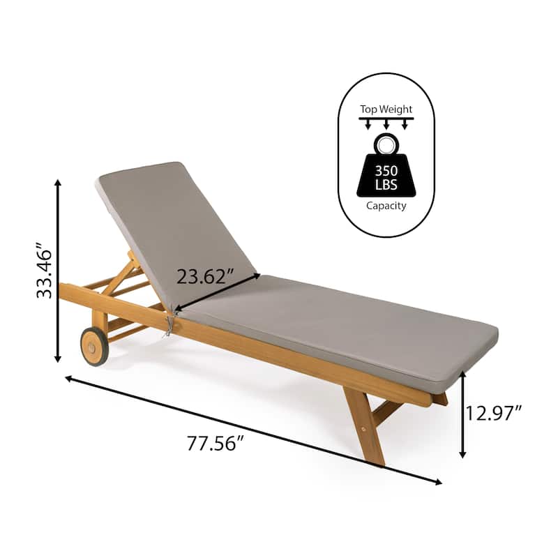 Adjustable Outdoor Chaise Lounge w/ Cushion & Wheels - JONATHAN Y