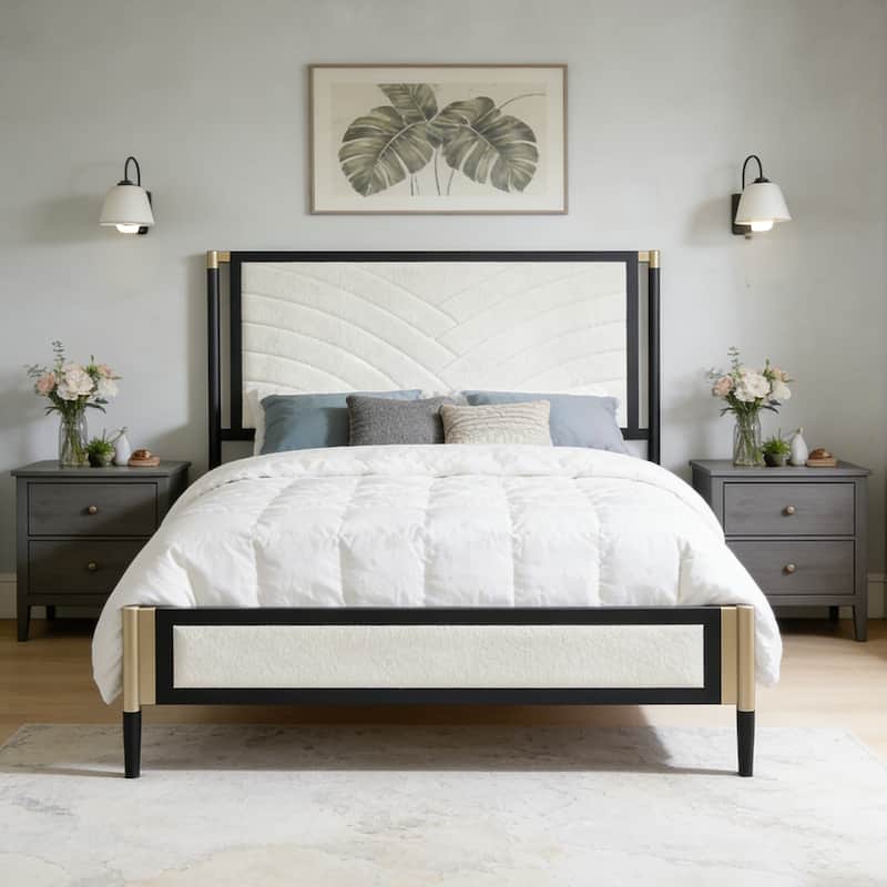 Christopher Knight Home Full/Queen Platform Bed with Boucle fabric Headboard - Full