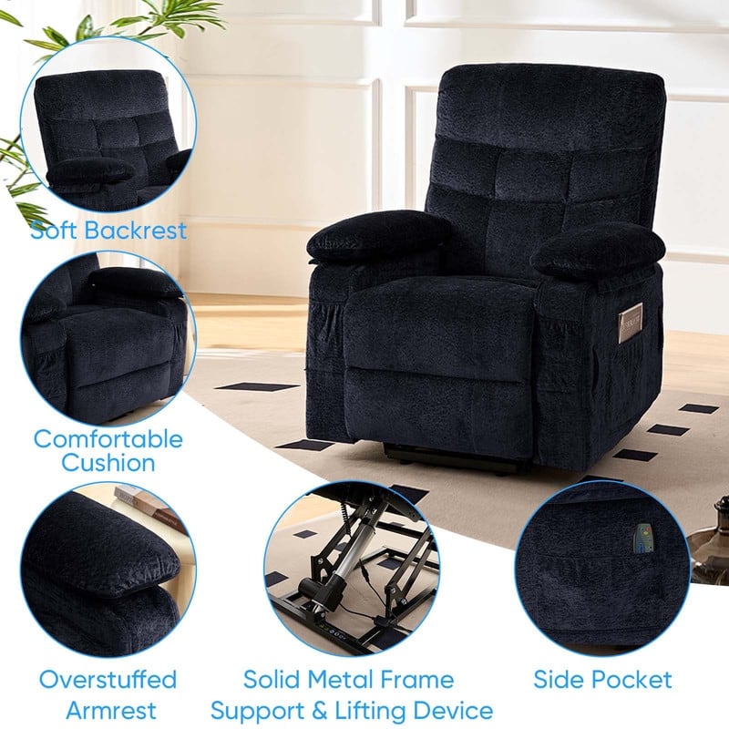 Mixoy Velvet Power Lift Recliners Chair,Dual Motor Heat Massage Electric Recliner Chair with Remote