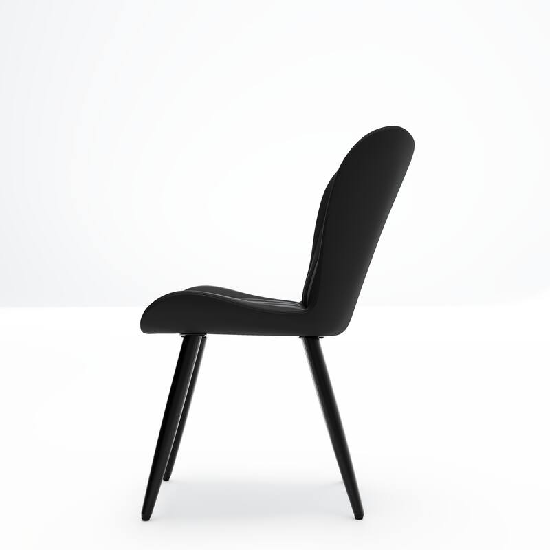 Set of 4 Modern PU Leather Dining Chairs with Thick Cushions & Metal Legs, Faux Leather Side Chairs for Kitchen