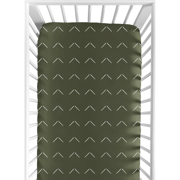 slide 2 of 6, Sweet Jojo Designs Dark Green Boho Arrow Boy Girl Fitted Crib Sheet Hunter Sage Bohemian Gender Neutral Farmhouse Shabby Chic