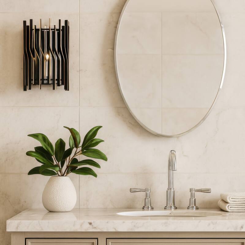 Varaluz Park Row Wall Sconce - Matte Black/French Gold - 4.75"D x 8"W x 11"H