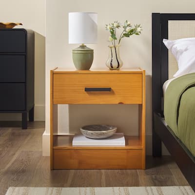 Walker Edison Modern Easy Assembly 1-Drawer Solid Wood Nightstand