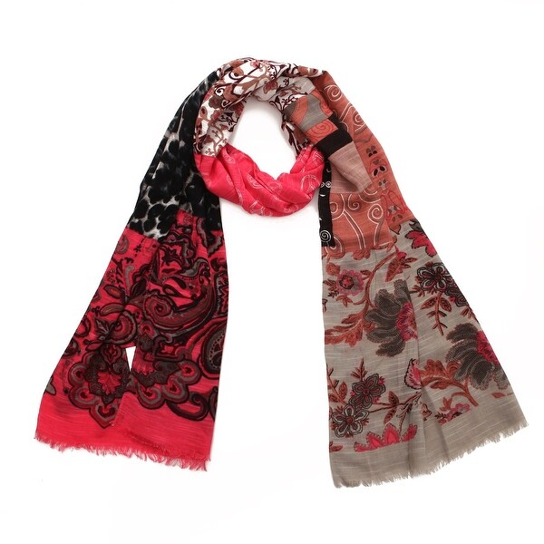 Richie House Women's Multistyled Scarf - Red - size: 78.5" length * 25.6" width. Opens flyout.