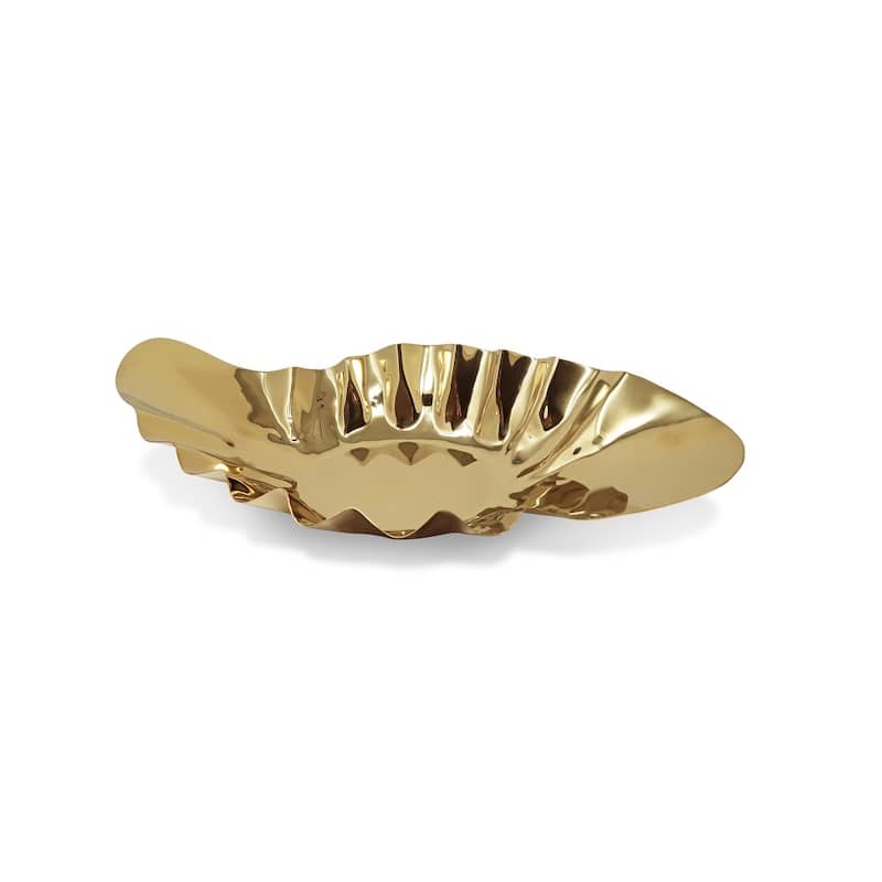 Hammered Wavy Platter 19.75"L Gold