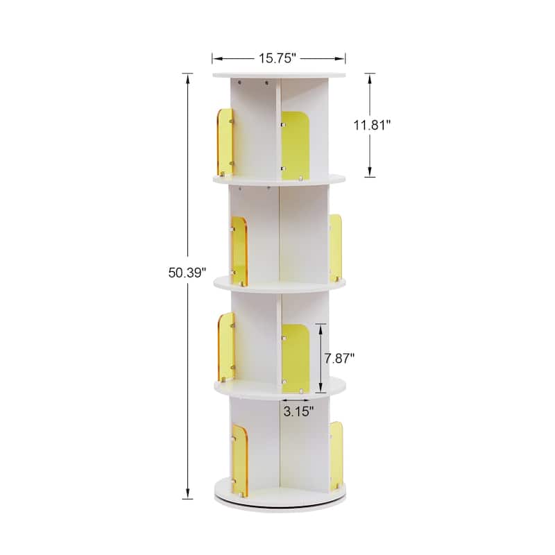 VECELO 5-Tier Rotating Bookcase 7.18" Bookends 50.39" Tall Space-Saving Design for 80-100 Books Bookcase
