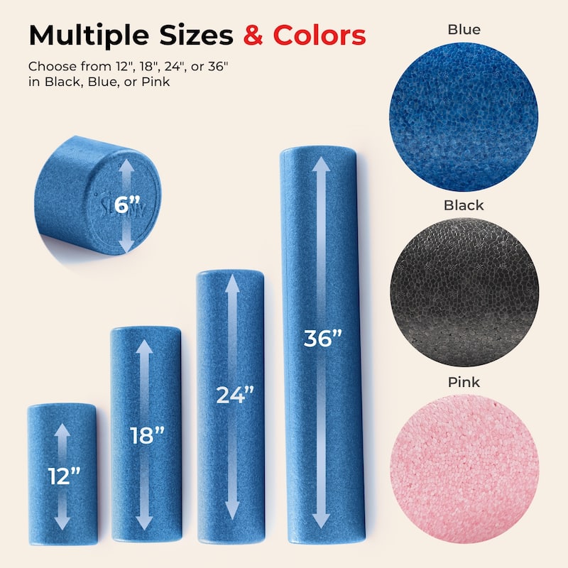 Sunny Health & Fitness High-Density Foam Roller 12" to 36" - Blue
