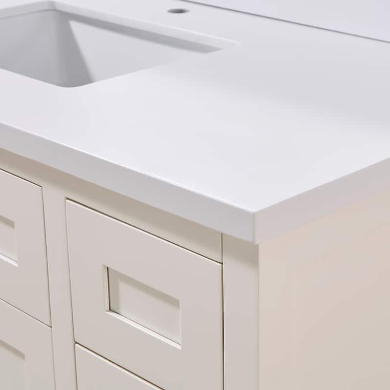 Altair Caorle Bathroom Vanity Countertop in Snow White Finish Without Cabinet