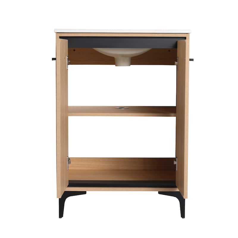 ARTCHIRLY 24/30 Inch Bathroom Vanity with Sink, Freestanding Bathroom Vanity with Soft Close Door and Adjustable Shelf