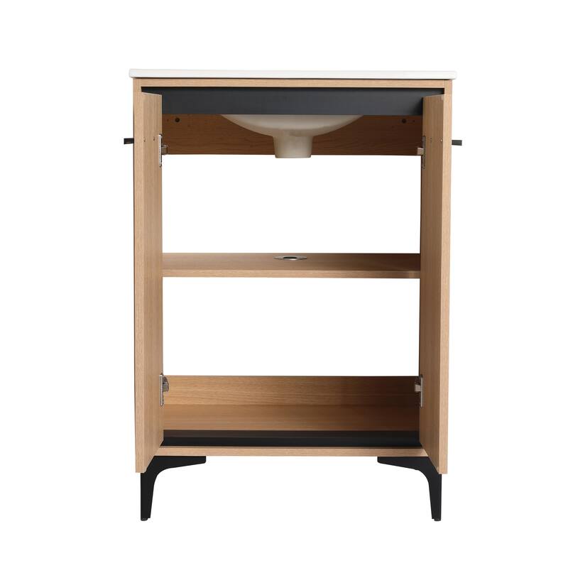 BNK 24/30 inch Freestanding Single Sink Bathroom Vanity with Soft Close Door and 1 adjustable shelf