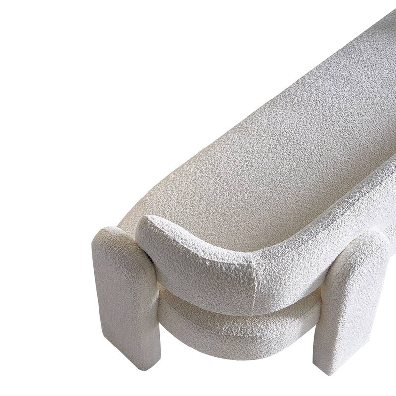 Boucle Upholstery Modern Sofa with Solid Wood Frame and Legs
