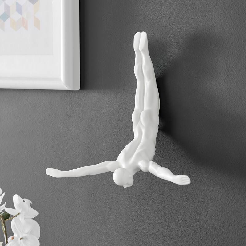 Wall Art- Diving Man- Matt White - N/A - White 