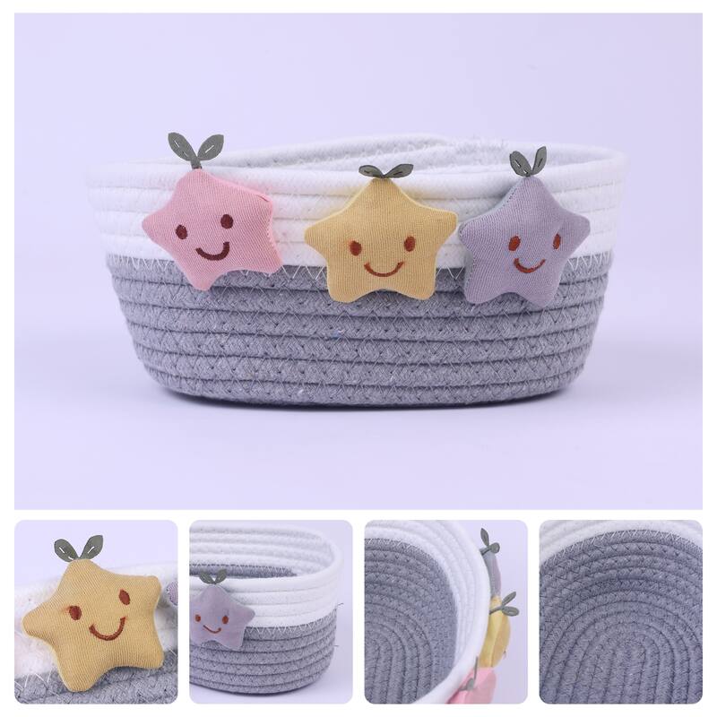 Woven Storage Basket, Star Shelf Closet Storage Bin for Entryway Desk Key Tray Bowl, Catchall Home Decor - 9*6*3in