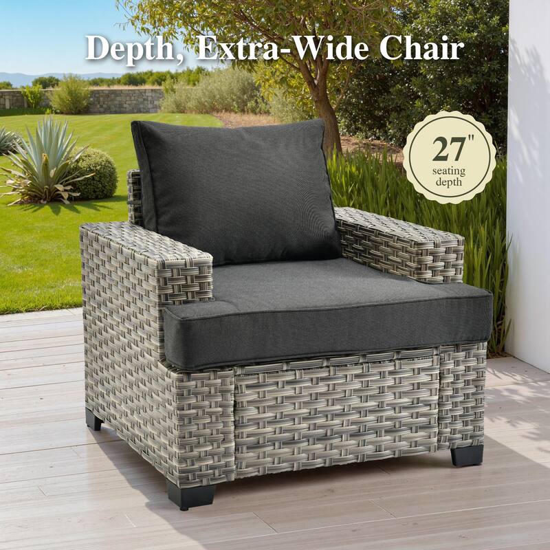 OVIOS 9 Pieces T shaped Swivel Chair Set With Solar-Powered Coffee Table