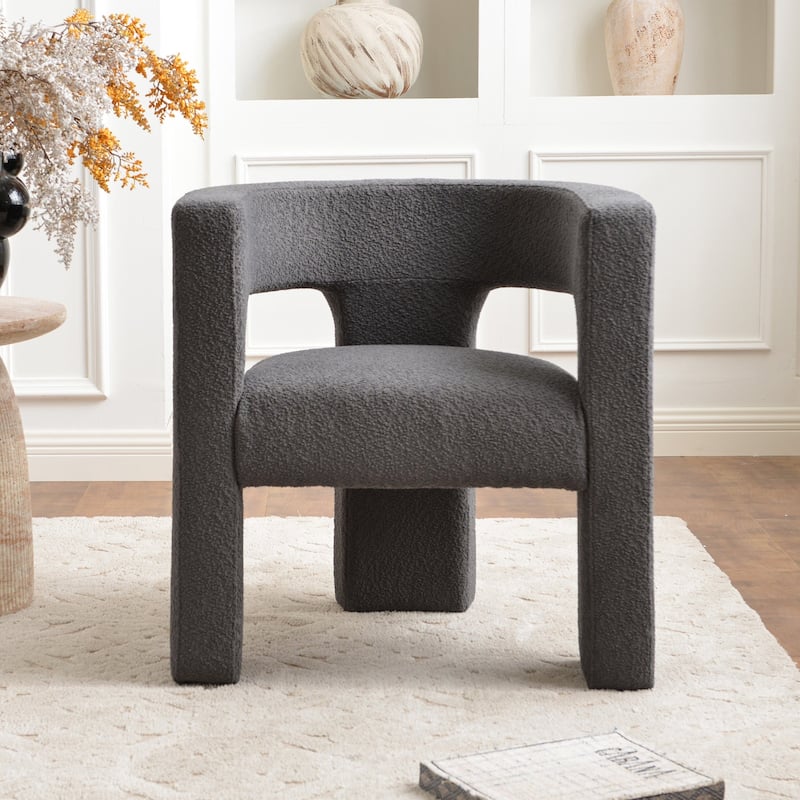 KINWELL 28" Wide Boucle Upholstered Square Armchair