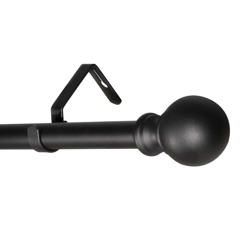 Adjustable Window Curtain Rod with Ball End Cap Finials - Silver/Gold/Black - Black - 07s 28-48