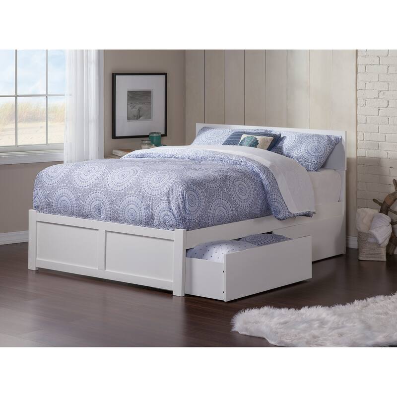Platform Bed - Storage Drawers & Flat Panel Footboard - Modern Bedroom Furniture