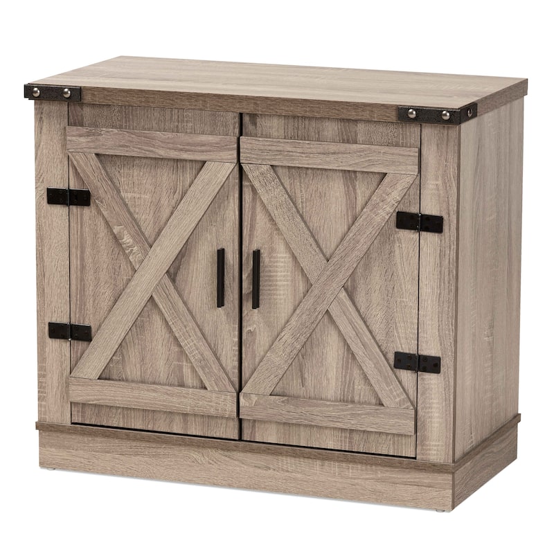Wayne Oak Brown Finished Wood 2-Door Shoe Storage Cabinet - Oak