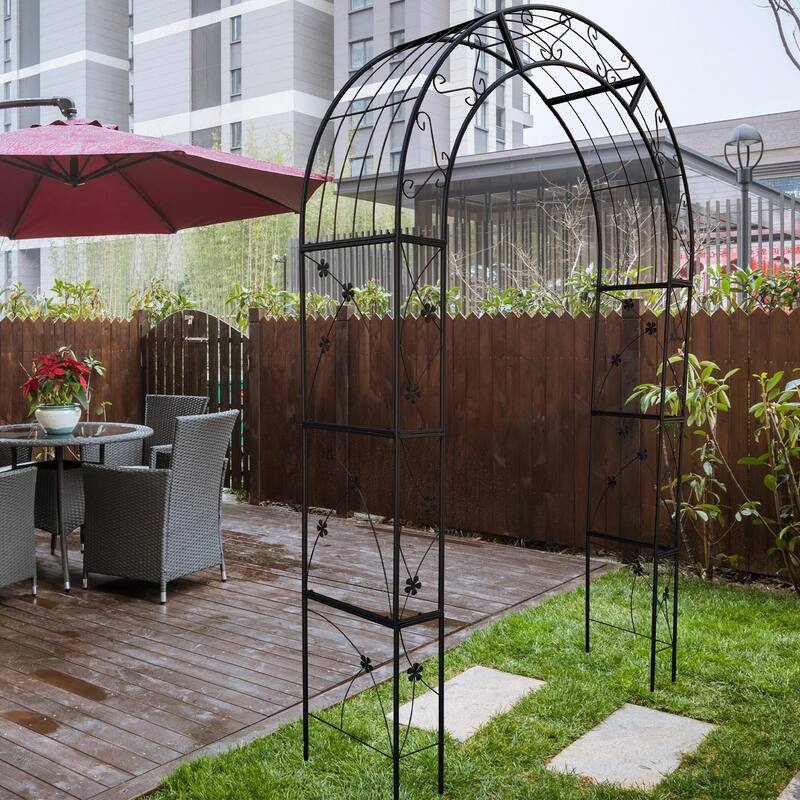 58'' x 19'' Metal Outdoor Garden Arch Trellis Climbing Plants Support