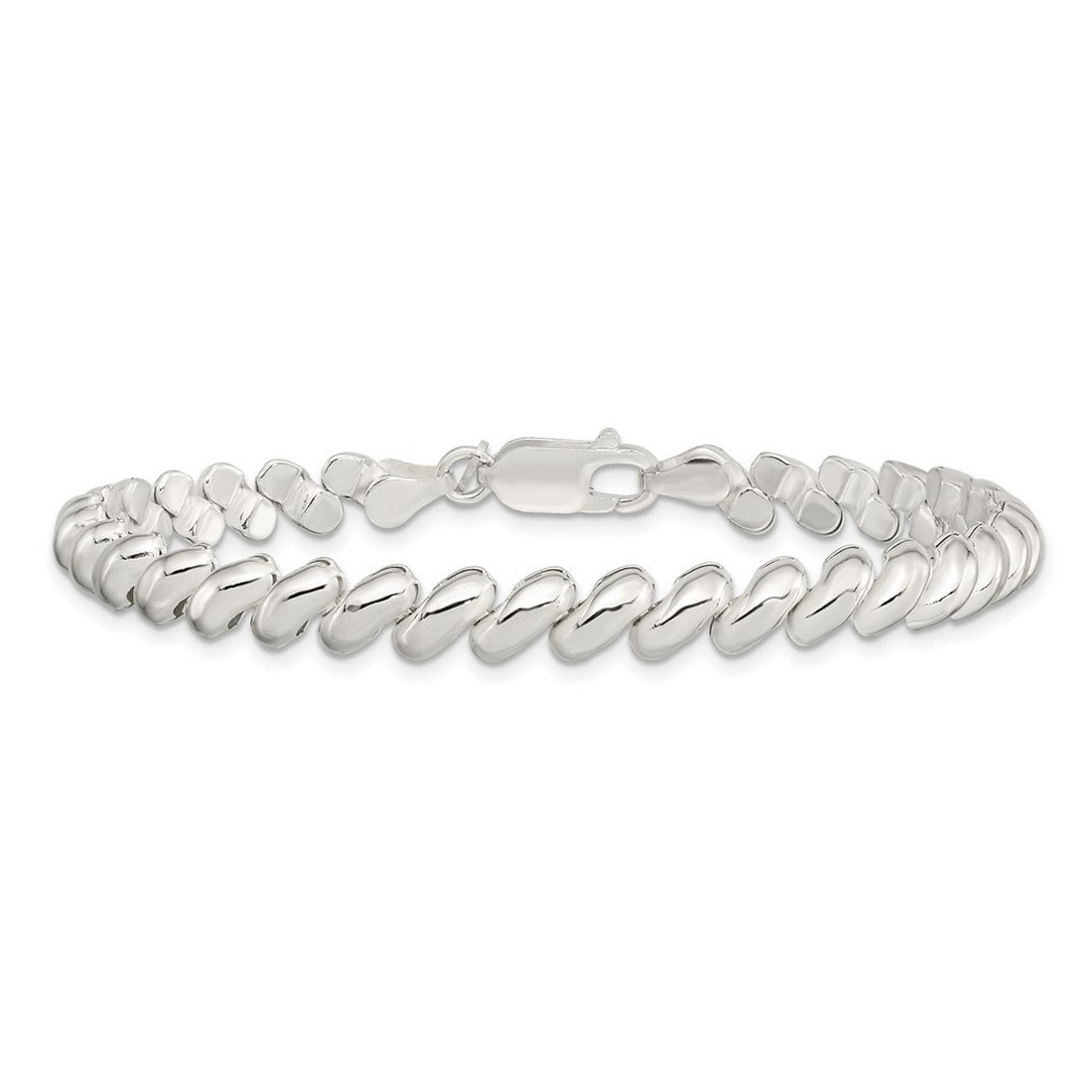 Curata 925 Sterling Silver Polished Lobster Claw San Marco Bracelet 7.5 Inch