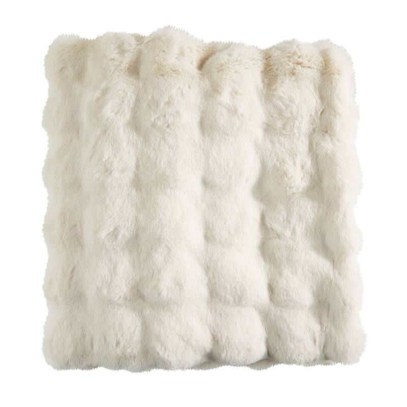 Plush Faux Fur Throw Blanket - Soft Lined Decorative Throw for Couch, Sofa, & Bed, 50"x60" - Ivory