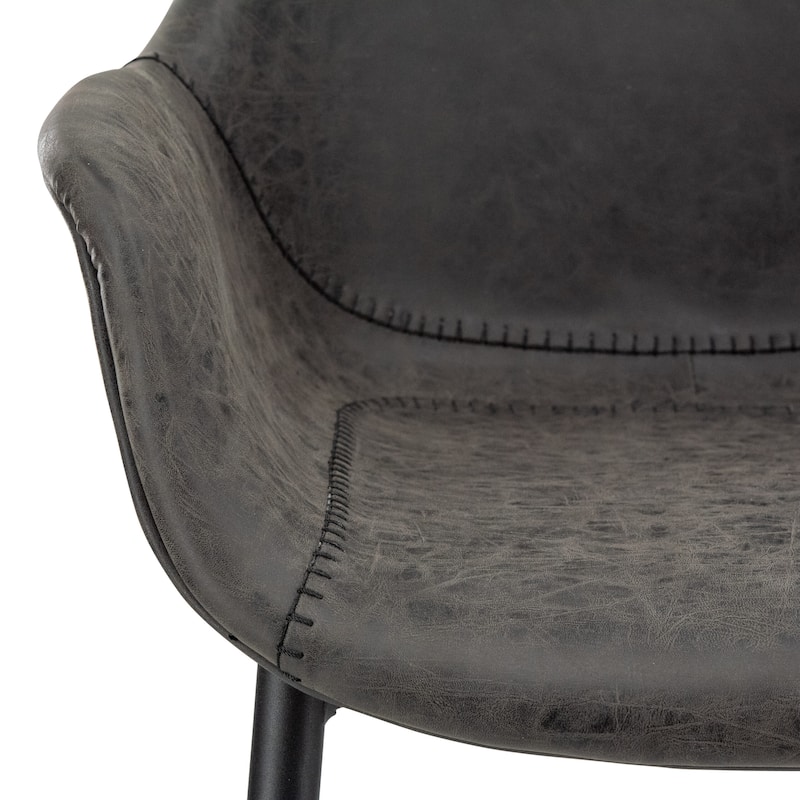Markley Leather Dining Chair with Iron Legs Set of 4 Modern Accent Armchair