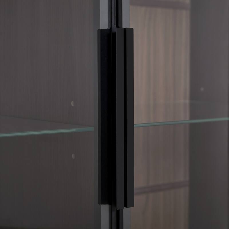 51.2 inch Display Cabinet Bookshelves, Curio Cabinet with Glass Doors & LED Lighting