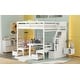 preview thumbnail 5 of 6, White Full Size Pine Wood Convertible Bunk Bed with Storage Staircase and Drawer, Down Bed Converts to Seats and Table Set
