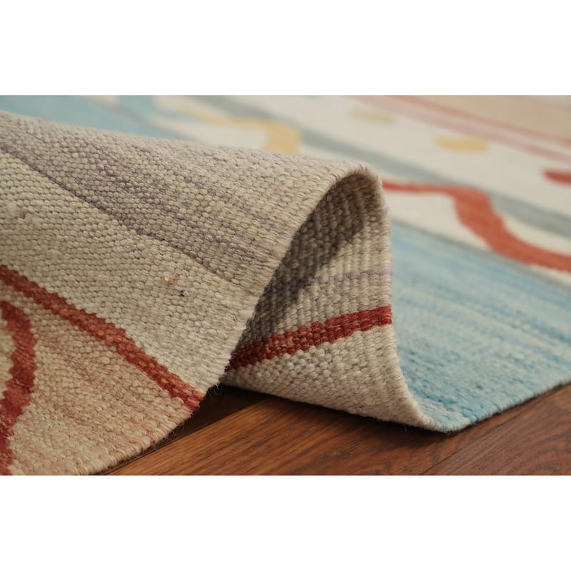 Hand Woven Oriental 100% Wool Carpet Southwestern Tribal Multi-Colored Kilim Area Rug - 9' 10'' X 8' 3''