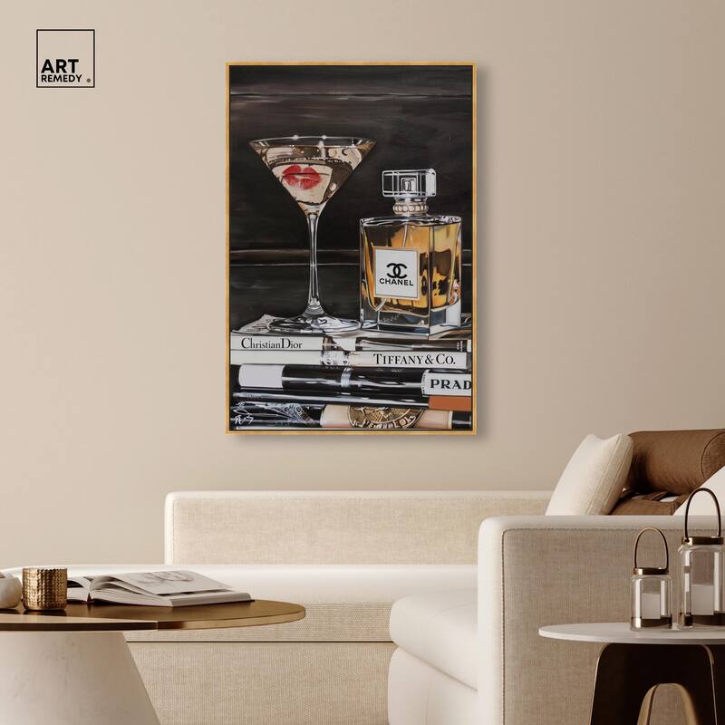 Martini Books Canvas by Art Remedy