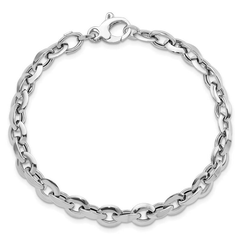 Curata 14k Gold White Polished Fancy Link Bracelet 7.75 Inch