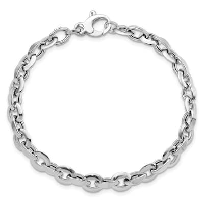 Curata 14k Gold White Polished Fancy Link Bracelet 7.75 Inch