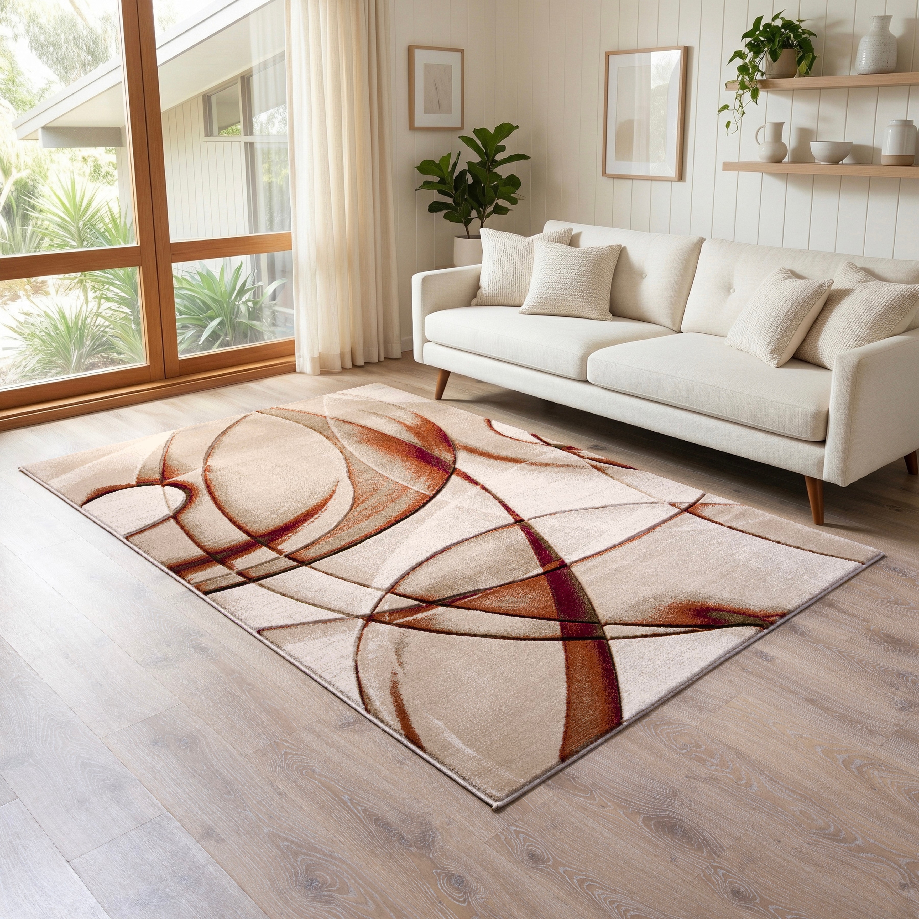 MDA Rugs Alexia Collection Beige/Brown Abstract Modern & Contemporary Area Rug