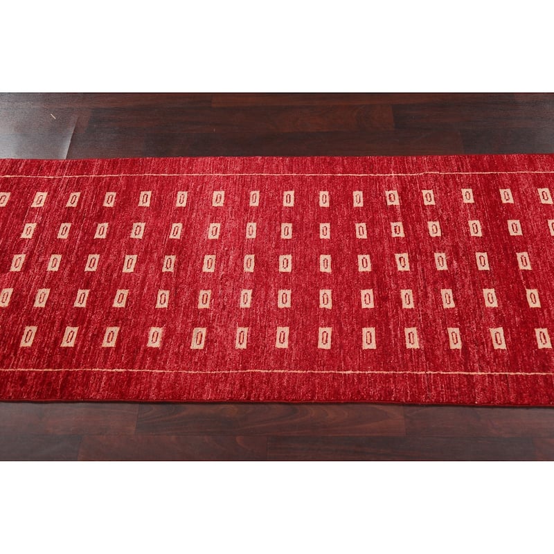 Gabbeh Kashkoli Oriental Wool Runner Rug Hand-knotted Hallway Carpet - 2'7" x 8'4"