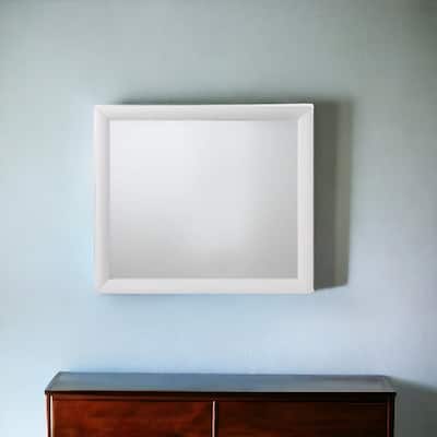 HomeRoots 35" White Square Wood Framed Mounted Dresser Mirror - 39' X '35' X '1