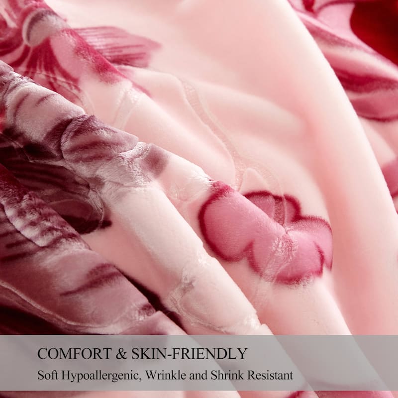 Korean-style 2-ply Printed Pattern Plush Mink Fleece Blanket