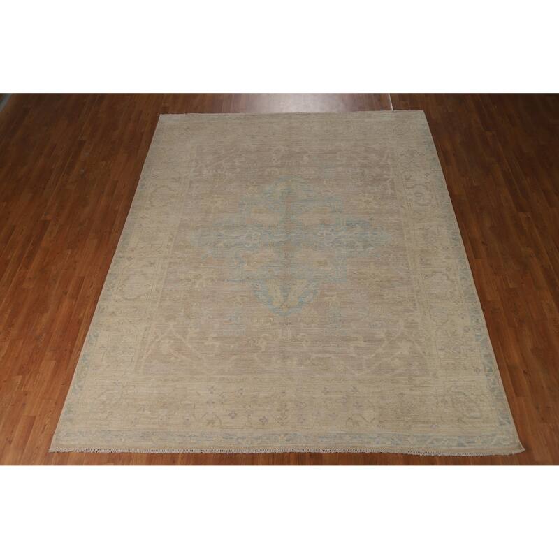 Vegetable Dye Oushak Turkish Rug Handmade Living Room Wool Carpet - 8'0"x 10'1"